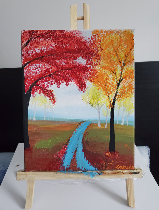8" x 10" Autumn Trees - Acrylic Painting